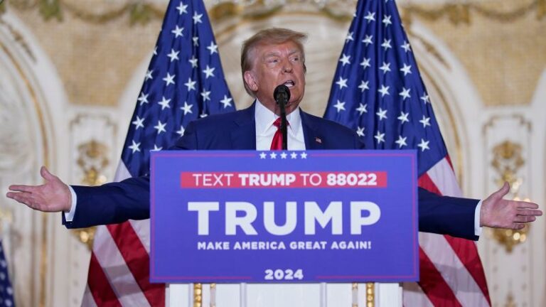 Fact check: Trump delivers barrage of false claims in first post-indictment address