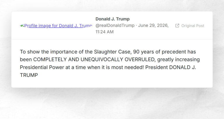 To show the importance of the Slaughter Case, 90 years of precedent has been COMPLETELY AND UNEQUIVOCALLY OVERRULED, greatly increasing Presidential Power at a time when it is most needed! President DONALD J. TRUMP