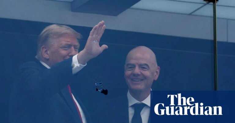 Donald Trump arrives by helicopter to attend World Cup final alongside Gianni Infantino | World Cup 2026