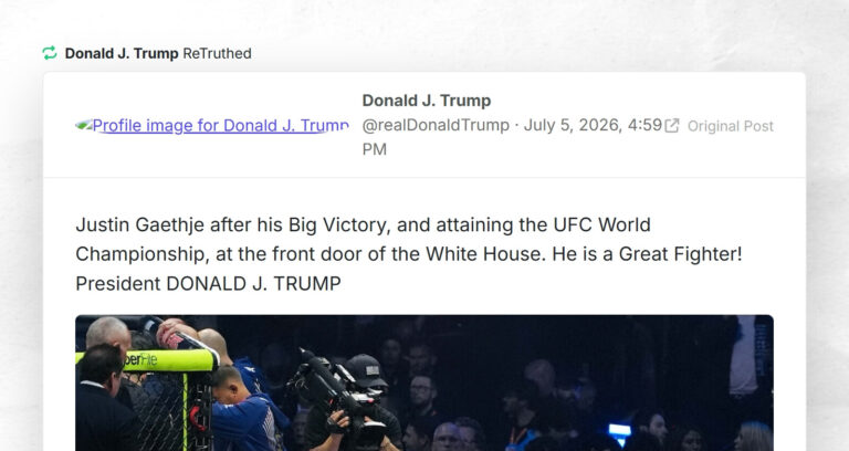 RT @realDonaldTrumpJustin Gaethje after his Big Victory, and attaining the UFC World Championship, at the front door of the White House. He is a Great Fighter! President DONALD J. TRUMP