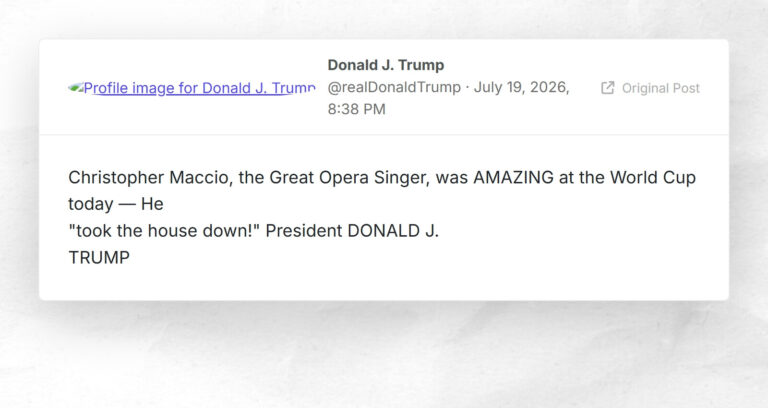 Christopher Maccio, the Great Opera Singer, was AMAZING at the World Cup today — He"took the house down!" President DONALD J.TRUMP