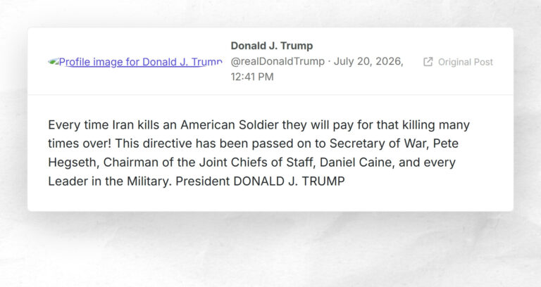 Donald J. Trump: “Every time Iran kills an American Soldier they will pay for that killing man…