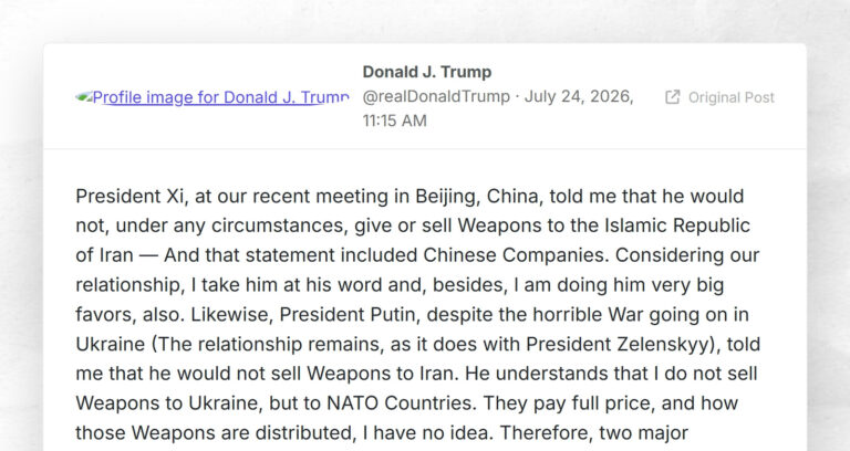 Donald J. Trump: “President Xi, at our recent meeting in Beijing, China, told me that he would…