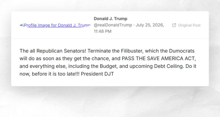 Donald J. Trump: “The all Republican Senators! Terminate the Filibuster, which the Dumocrats w…