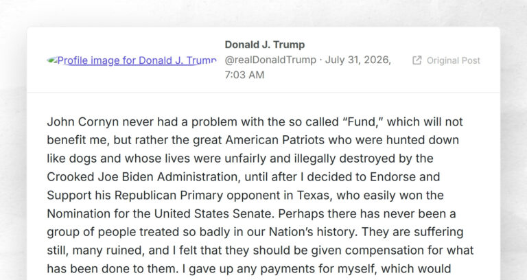 Donald J. Trump: “John Cornyn never had a problem with the so called “Fund,” which will not be…