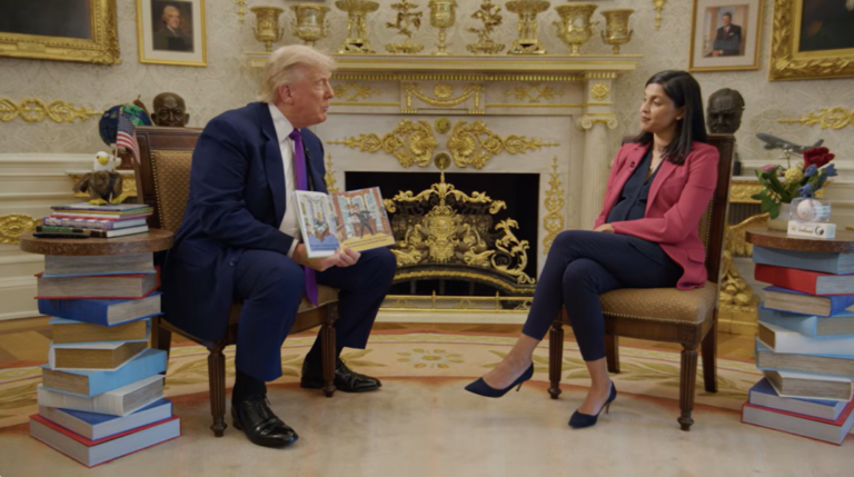 Trump reads a children’s book on second lady Usha Vance’s podcast, then riffs on past presidents and himself