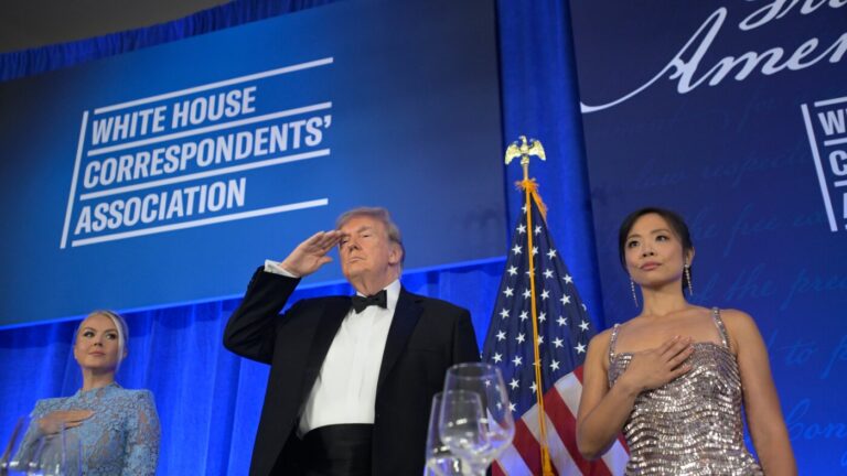 Trump returns to correspondents’ dinner 3 months after shooting : NPR