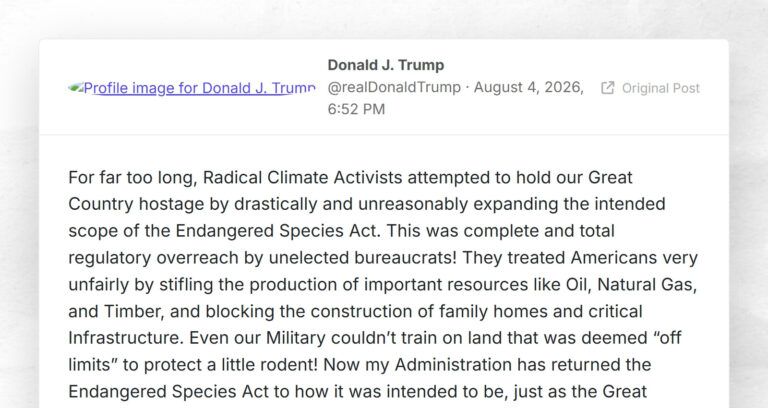 Donald J. Trump: “For far too long, Radical Climate Activists attempted to hold our Great Coun…