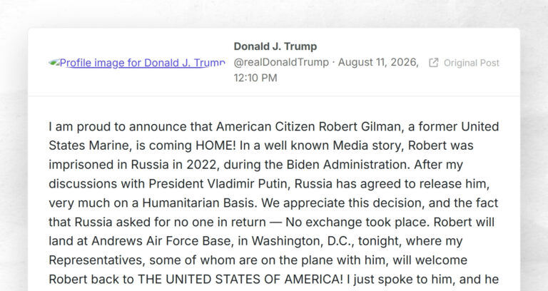 Donald J. Trump: “I am proud to announce that American Citizen Robert Gilman, a former United …