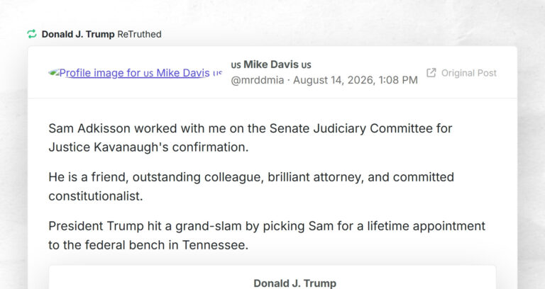 Donald J. Trump: “RT @mrddmiaSam Adkisson worked with me on the Senate Judiciary Committee for…