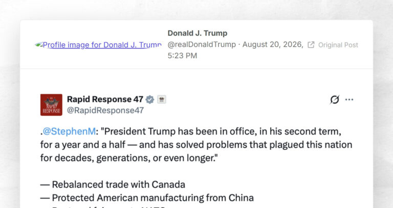 Donald J. Trump: "RT: https://truthsocial.com/users/realDonaldTrump/statuses/117129934429426476"