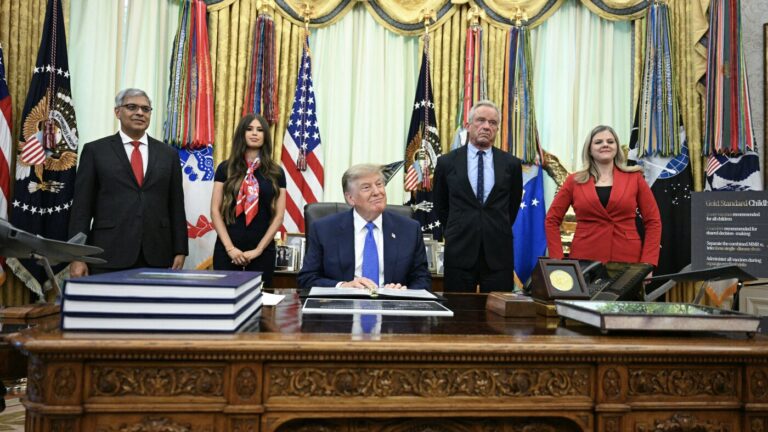 Trump signs executive order to change childhood vaccine schedule : NPR