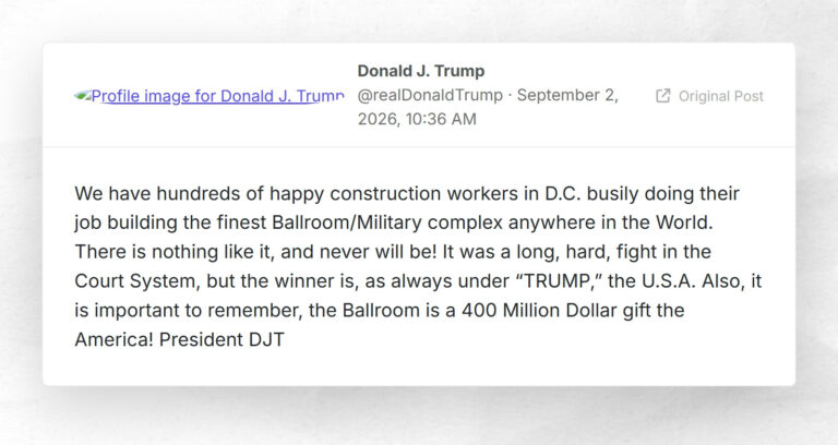 Donald J. Trump: “We have hundreds of happy construction workers in D.C. busily doing their jo…