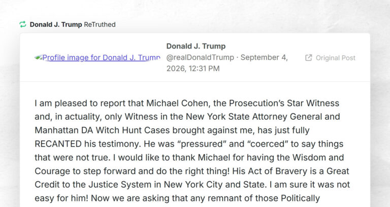 Donald J. Trump: “RT @realDonaldTrumpI am pleased to report that Michael Cohen, the Prosecutio…